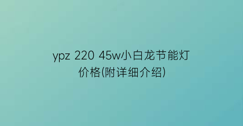 ypz 220 45w小白龙节能灯价格(附详细介绍)